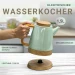 Elektrischer Wasserkocher 1,5L "SERENE" Grün-Braun-Holz