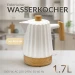 Keramik Wasserkocher 1,7 L weiß, LED, lebensmittelechte Silikondichtung, 1500 W, retro Design, langlebig, ALLEGRO Modell