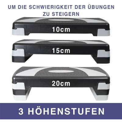 Steppbrett Stepper Höhenverstellbar 3-Stufen Fitnesstrainer Aerobic Stepboard