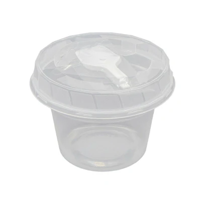 Feinkostbecher 50St Einweg-Party-Smoothie-Dessert-Plastikbecher mit Deckel u. Löffel l in 3 Varianten