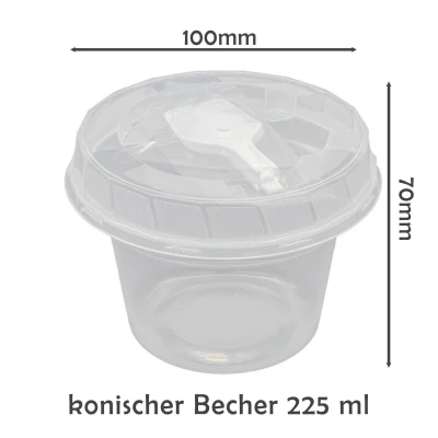 Feinkostbecher 50St Einweg-Party-Smoothie-Dessert-Plastikbecher mit Deckel u. Löffel l in 3 Varianten