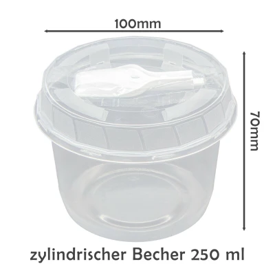 Feinkostbecher 50St Einweg-Party-Smoothie-Dessert-Plastikbecher mit Deckel u. Löffel l in 3 Varianten