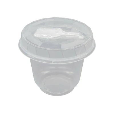 Feinkostbecher 50St Einweg-Party-Smoothie-Dessert-Plastikbecher mit Deckel u. Löffel l in 3 Varianten