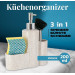 Waschmittel Spender 200 ml mit Halterung für Schwamm und Bürste Küchen Organizer