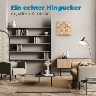 Wanduhr aus edlem Eschenholz Modernes, Minimalistisches Design als Dekoration oder als Geschenk - EIN Vintage Schmuckstück