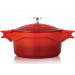 Topf mit Deckel 4,5 L, Aluguss mit Antihaftbeschichtung rot abnehmbare Griffaufsätze Kasan Kochtopf Kasserolle Induktion