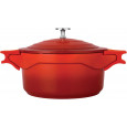 Topf mit Deckel 7,5 L, ⌀28cm Aluguss mit Antihaftbeschichtung rot abnehmbare Griffaufsätze Kasan Kasserolle Kochtopf Induktion