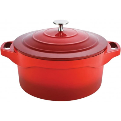 Topf mit Deckel 7,5 L, ⌀28cm Aluguss mit Antihaftbeschichtung rot abnehmbare Griffaufsätze Kasan Kasserolle Kochtopf Induktion