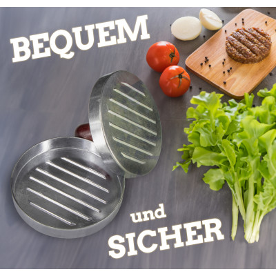 Burgerpresse Patties-Former Aluminium Hamburger Burger Veggie Antihaftbeschichtung 11,8x8 cm