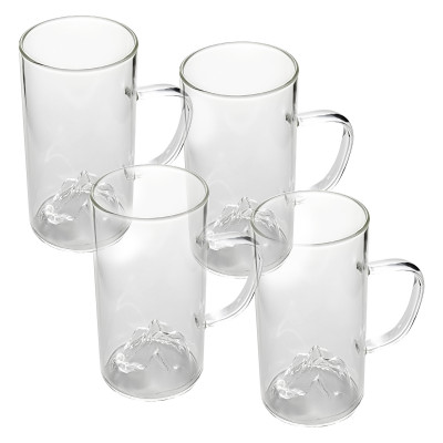 Glasbecher Trinkglas Design „Berg“ 4-er Set Gläser konkaver gewölbter Boden Geschenkidee