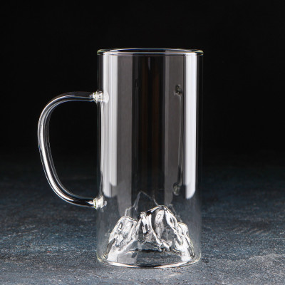 Glasbecher Trinkglas Design „Berg“ 4-er Set Gläser konkaver gewölbter Boden Geschenkidee