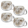 Glasbecher Trinkglas 400ml Design „Tropic“ 4-er Set bauchige Gläser stillvoll Transparent-Goldfarbe