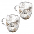 Doppelwandiges Glas 2-er Set 300 ml Thermogläser Doppelwand-Gläser Design „Tropen“