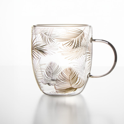 Doppelwandiges Glas 2-er Set 300 ml Thermogläser Doppelwand-Gläser Design „Tropen“