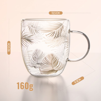 Doppelwandiges Glas 2-er Set 300 ml Thermogläser Doppelwand-Gläser Design „Tropen“