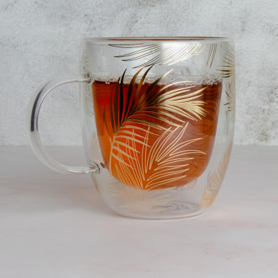 Doppelwandiges Glas 2-er Set 300 ml Thermogläser Doppelwand-Gläser Design „Tropen“