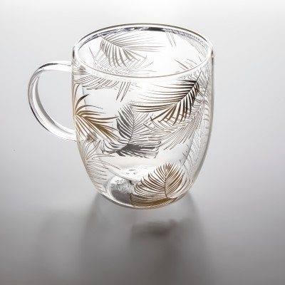 Doppelwandiges Glas 2-er Set 300 ml Thermogläser Doppelwand-Gläser Design „Tropen“