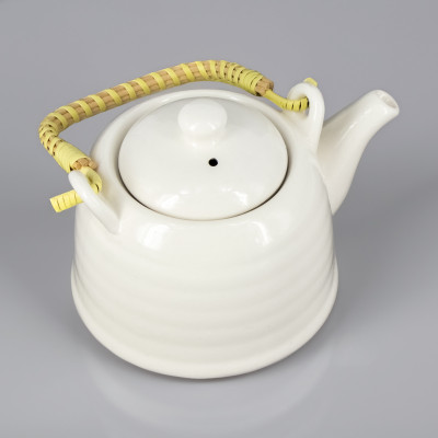 Teebereiter mit Sieb Keramik Teekanne Weiß 600ml