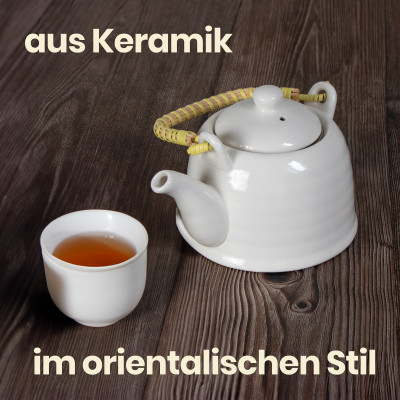 Teebereiter mit Sieb Keramik Teekanne Weiß 600ml