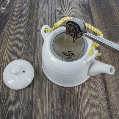 Teebereiter mit Sieb Keramik Teekanne Weiß 600ml