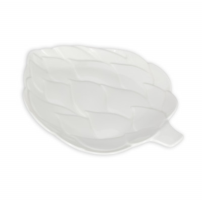 Servierplatte Servier Teller 'Artischocken' aus Keramik, flach, weiß, 20 x 17 cm