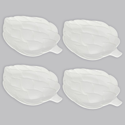 Servierplatte Servier Teller 'Artischocken' aus Keramik, flach, weiß, 20 x 17 cm