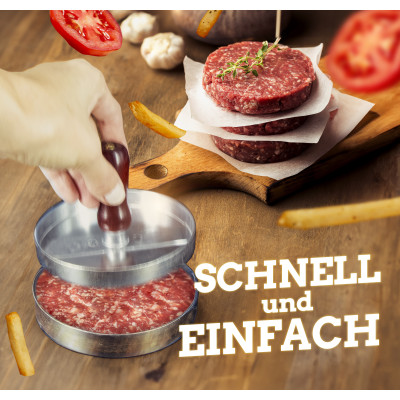 Burgerpresse Patties-Former Aluminium Hamburger Burger Veggie Antihaftbeschichtung 11,8x8 cm
