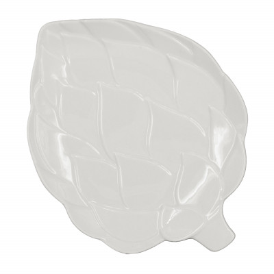 Servierplatte Servier Teller 'Artischocken' aus Keramik, flach, weiß, 20 x 17 cm