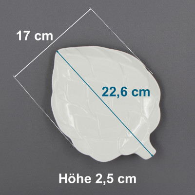 Servierplatte Servier Teller 'Artischocken' aus Keramik, flach, weiß, 20 x 17 cm