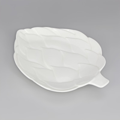 Servierplatte Servier Teller 'Artischocken' aus Keramik, flach, weiß, 20 x 17 cm
