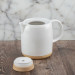 Elektrischer Wasserkocher "Serenity"aus Keramik, 1 L, abnehmbarer Holz-Deckel, weiß - Modernes Design