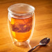 Doppelwandiges Teeglas 350 ml, Thermogläser mit Sieb und Deckel aus Glas, ohne Henkel. Gläser für Kaffee oder Tee, mit Deckel