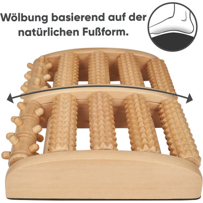 GGC Fußmassageroller mit AUSTAUSCHBAREN Rollen I Fußroller Holz ideal für Zuhause & Büro I Foot Massageroller
