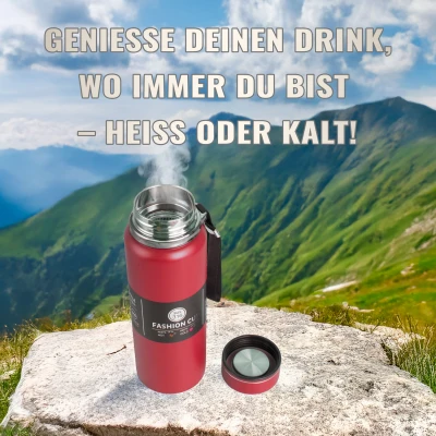 Thermoskanne Thermosflasche 800 ml mit Sieb Edelstahl Isolierkanne Rot
