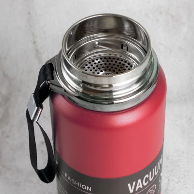 Thermoskanne Thermosflasche 800 ml mit Sieb Edelstahl Isolierkanne Rot