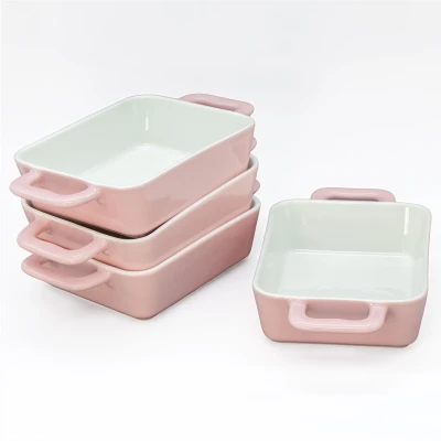 MINI rechteckige Auflaufform Ofen- Backform Keramik Set 4 St 12,5x4,5x22cm 400ml