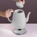 Elektrischer Wasserkocher aus Keramik, 1,5 Liter, abnehmbarer Deckel, weiß - Modernes Design Sakura, Schwanenhals.