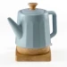 Elektrischer Wasserkocher aus Keramik, 1,5 Liter, abnehmbarer Deckel, Grau-Blau Modernes Design Harmonie.