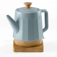 Elektrischer Wasserkocher aus Keramik, 1,5 Liter, abnehmbarer Deckel, Grau-Blau Modernes Design Harmonie.