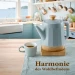 Elektrischer Wasserkocher aus Keramik, 1,5 Liter, abnehmbarer Deckel, Grau-Blau Modernes Design Harmonie.