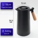 Thermos 1 L Isolierkanne Thermoskanne Glaskolbe Schwarz Holzgriff 1-Click Öffnung